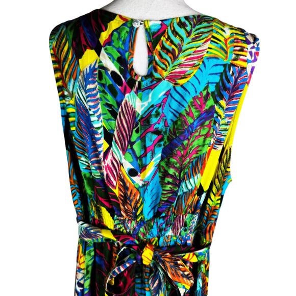 Monroe and Main Tropical Leaf Print Fit and Flare Midi Sundress Size 1X NWT - Picture 8 of 13